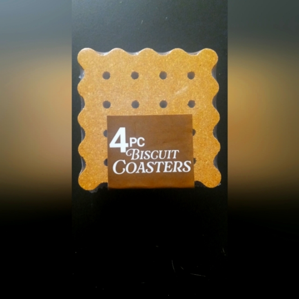 4pc Biscuit Coasters - Brown Biscuit Design